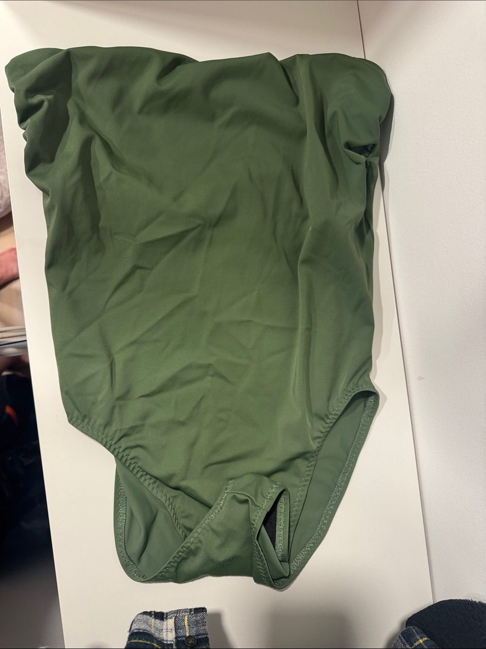 Norma Kamali Olive Green Strapless One-Piece
